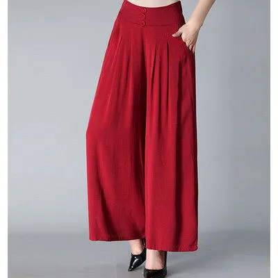 Women's Elastic Waist Wide Leg Pants