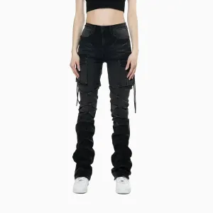 Women's High Rise Washed Stack Jeans Pant