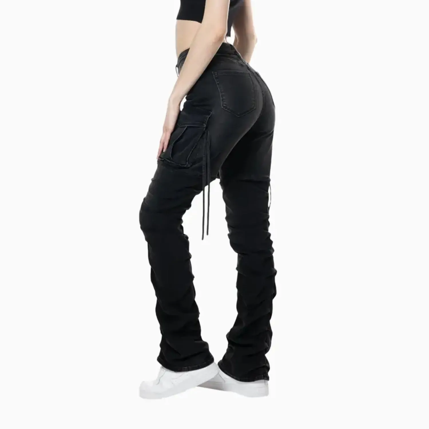 Women's High Rise Washed Stack Jeans Pant