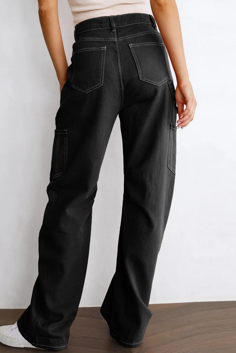 Women's High Waisted Straight Leg Cargo Pants Baggy Trousers Streetwear