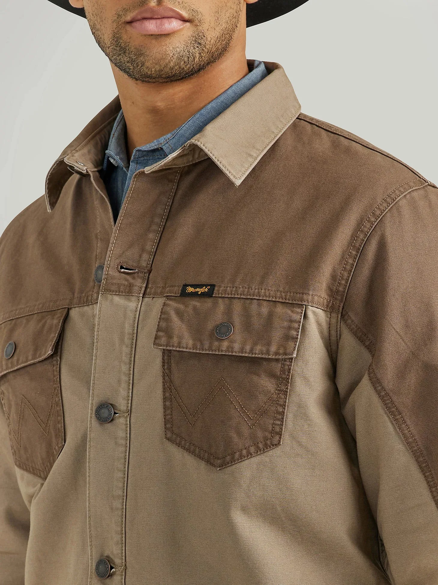 Wrangler Men's Mixed Canvas Chore Jacket - Sandstone - 112352968