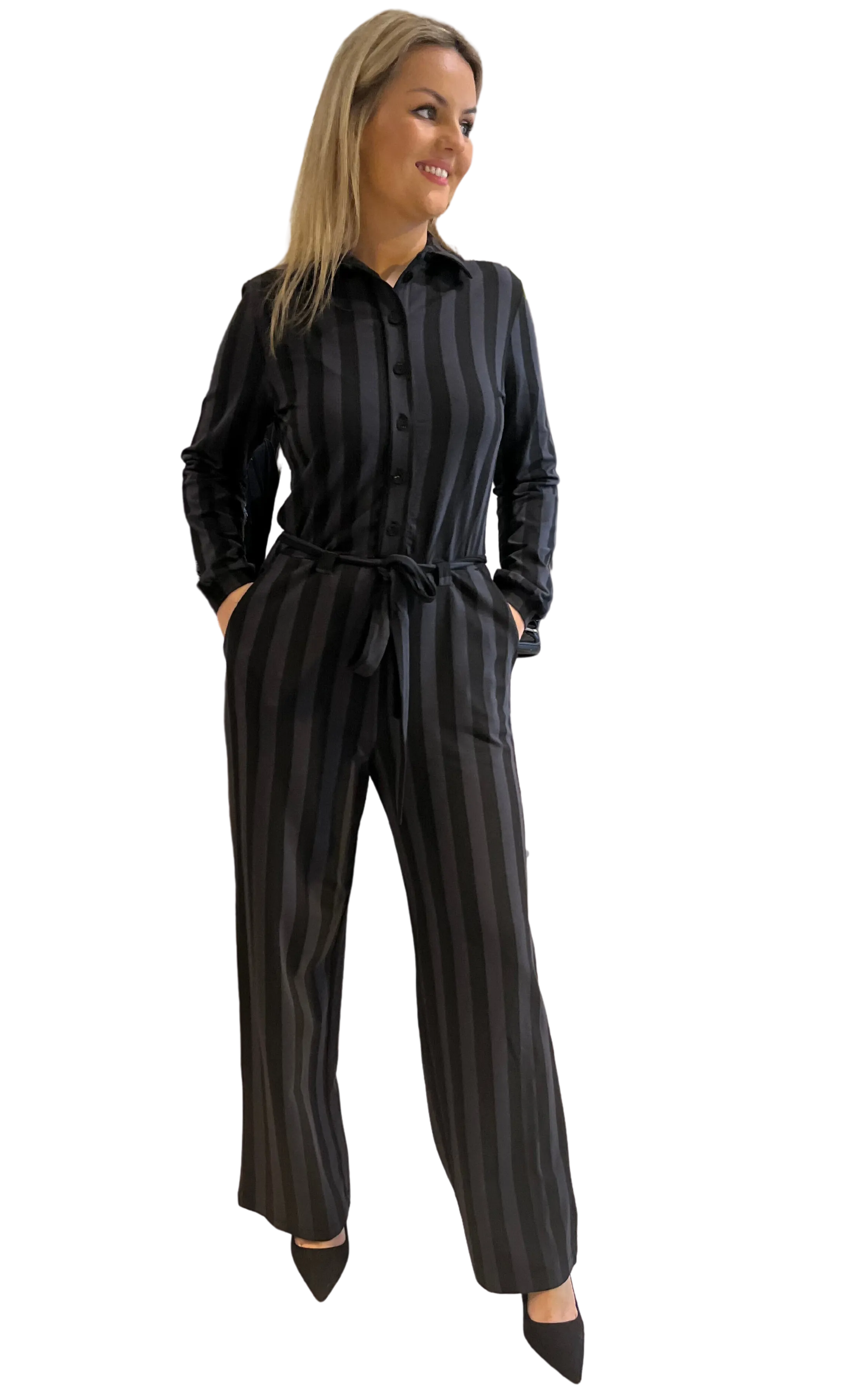 Zilch Jumpsuit in Stripes Black