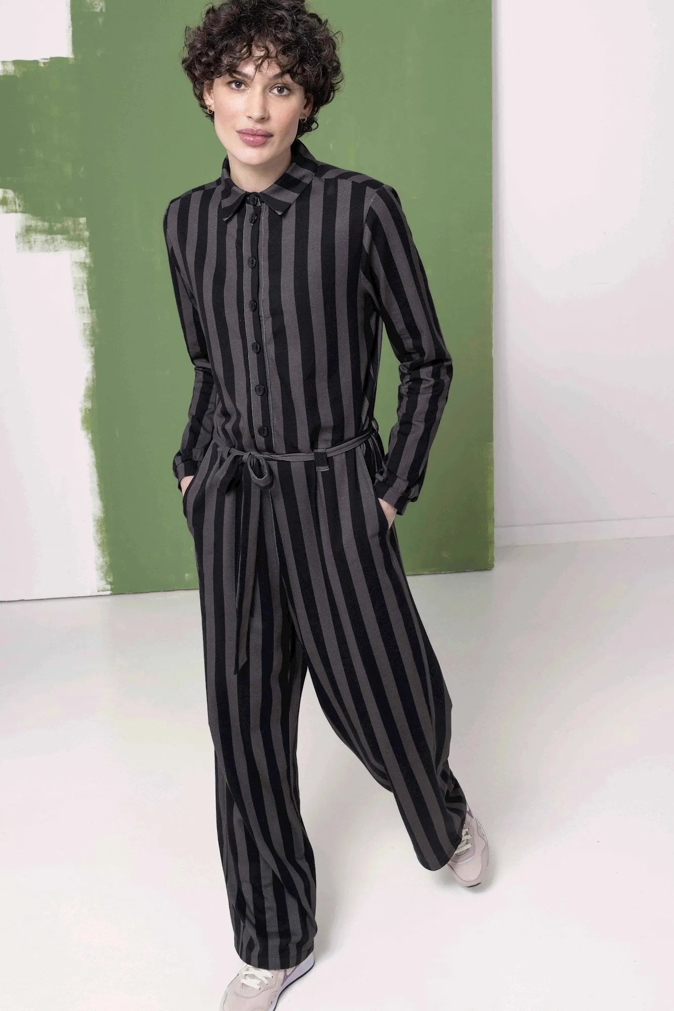 Zilch Jumpsuit in Stripes Black