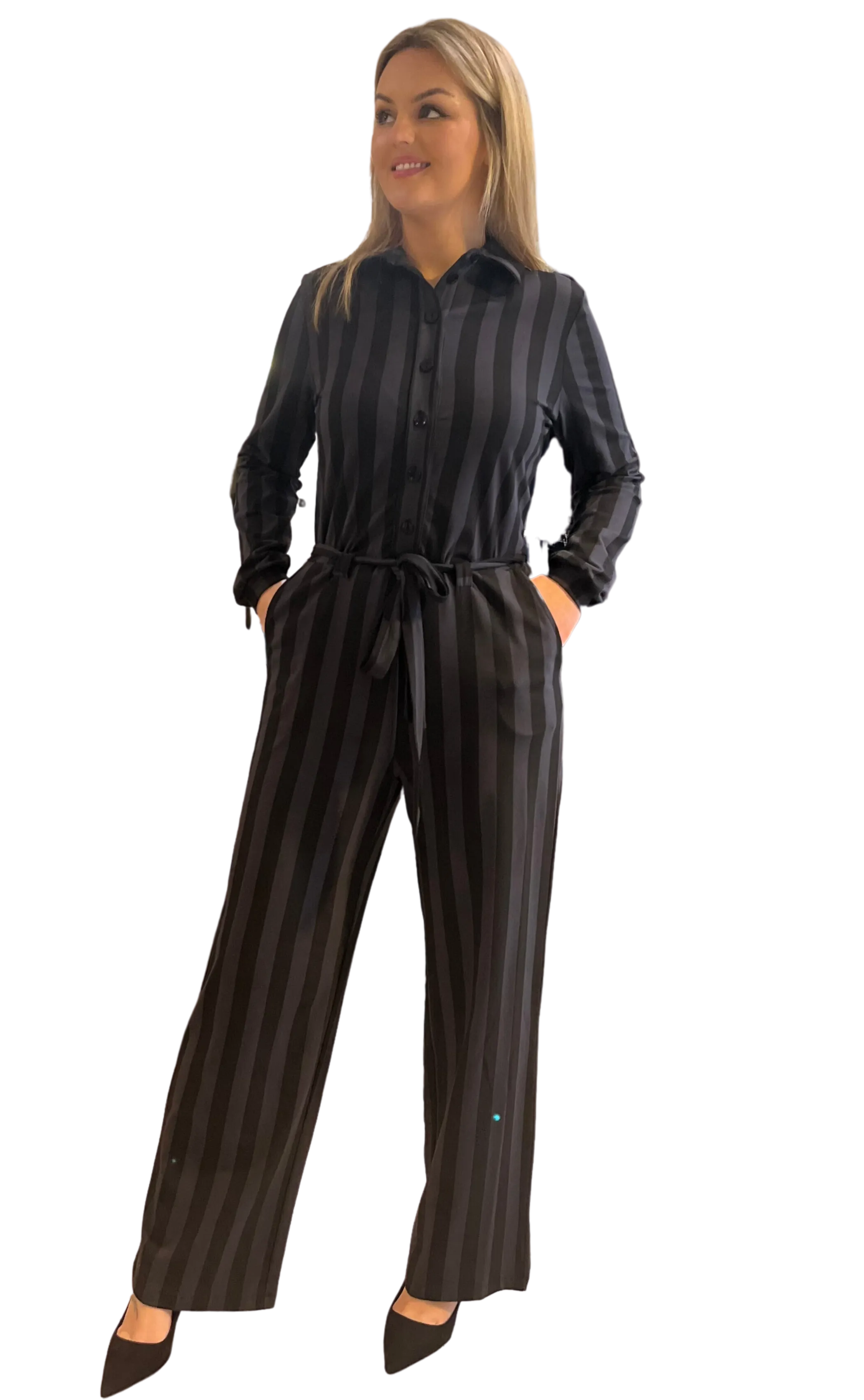 Zilch Jumpsuit in Stripes Black