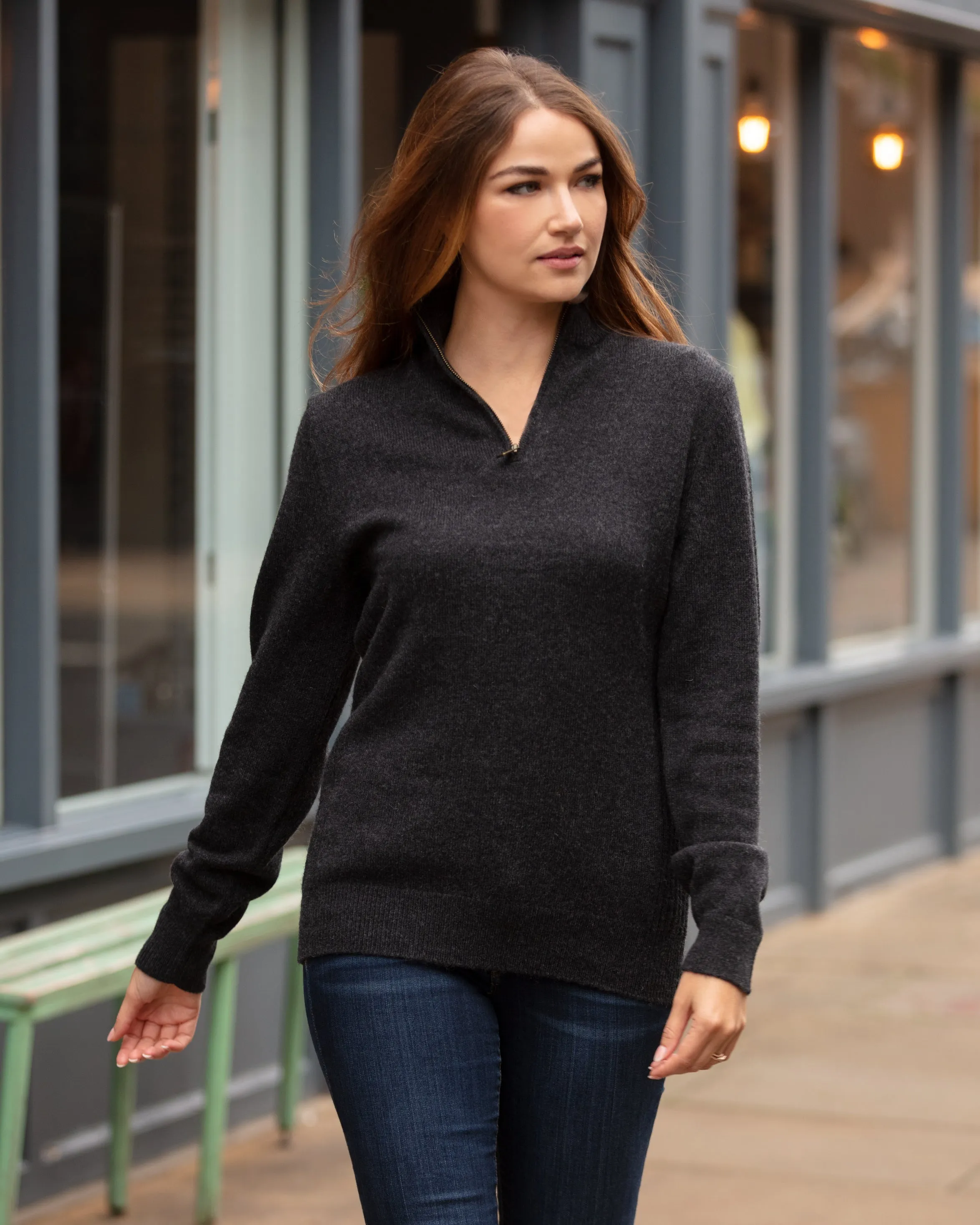 Zip Neck Jumper - Charcoal